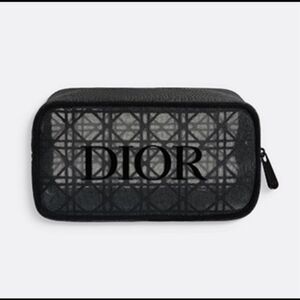 Dior-Mesh Zip Pouch / Crossbody Bag-Chain Strap & DIOR Ribbon (Black 🖤)